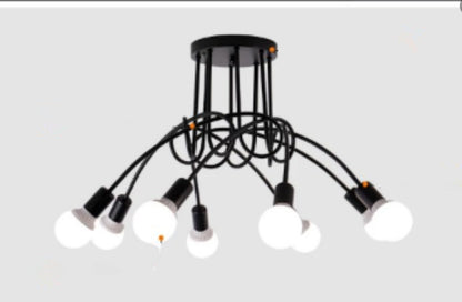 Lampadario minimalista creativo in ferro con tubo di ferro