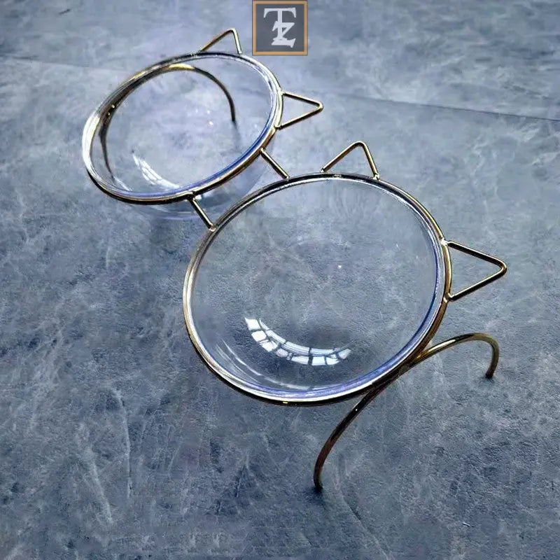 Glass Cat Bowl Drinking Dish Feeder For Pet Food Water Dishes Feeder With Metal Feeding Bowl Rack Cats Puppy Feeding Accessories 