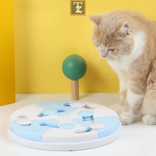 Pet Toy Blue And White Jigsaw Puzzle Feeding Tray 