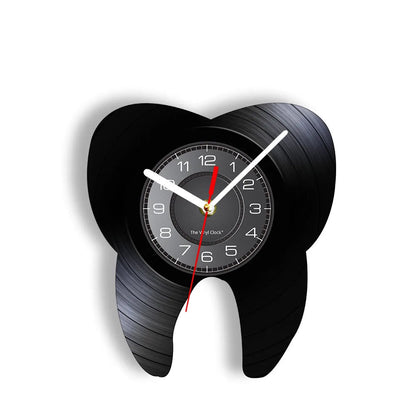 Dentist Equipment Dental Office Teeth Wall Sign Decorative Clock Orthodontist Vinyl Record Wall Clock Nurse Appreciation Gift